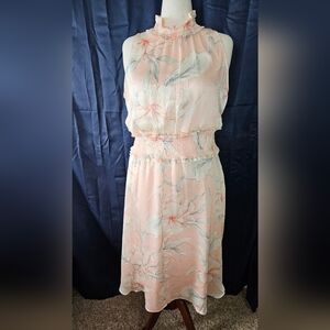 Ryegrass Blush Floral Ruffle Midi Dress Plus Size 1X